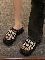 Women Braided Detail Flatform Slide Sandals shein