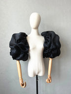 One piece black organza puff sleeves 2 elasticated bridal sleeves shein