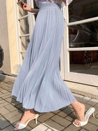 DAZY Solid Color Waist Gathered Minimalist Midi Skirt shein