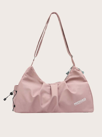 Solid Color Shoulder Gym Bag With Shoe Compartment Waterproof Pocket
