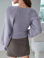DAZY Sweetheart Neck Raglan Sleeve Sweater shein
