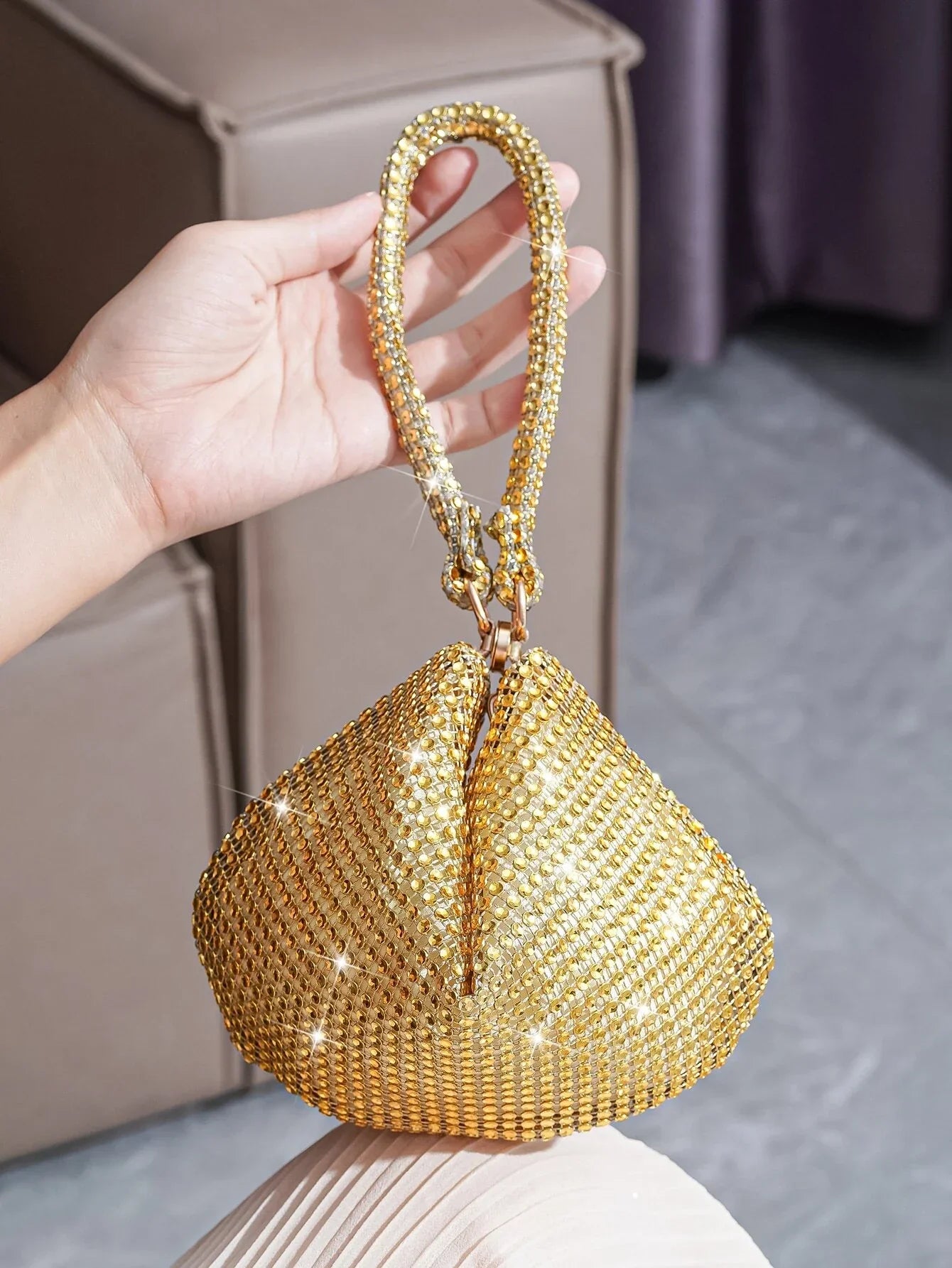 Mini Evening Bag With Crystal Decor, Ladies Party Elegant Clutch Purse Handbag For Cosmetic & Daily Use shein