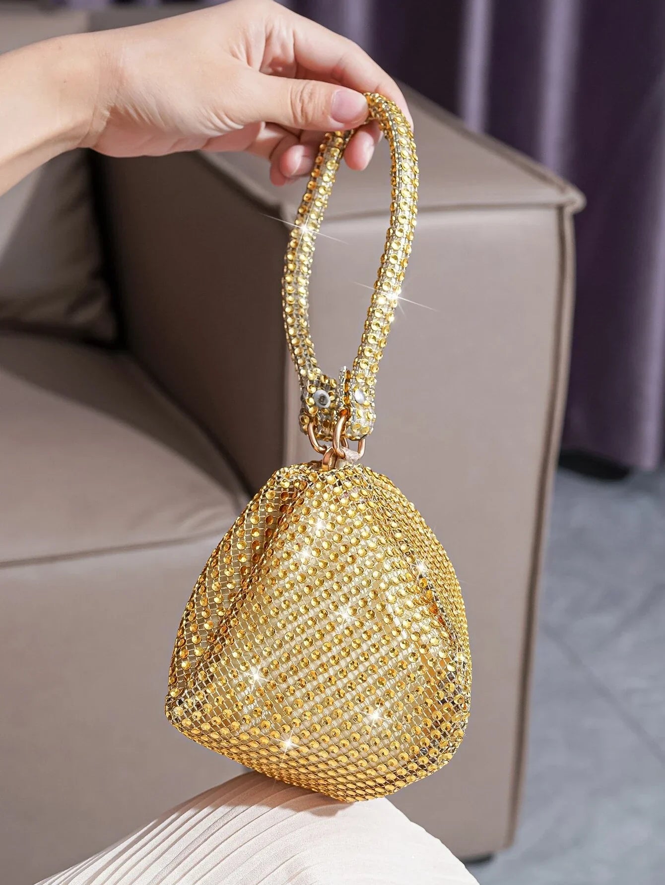 Mini Evening Bag With Crystal Decor, Ladies Party Elegant Clutch Purse Handbag For Cosmetic & Daily Use shein