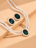 2pcs Jewelry Set - 1 Necklace And 1 Pair Of Earrings shein