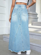 EZwear Women's Basic Button Front Denim Mini Skirt shein