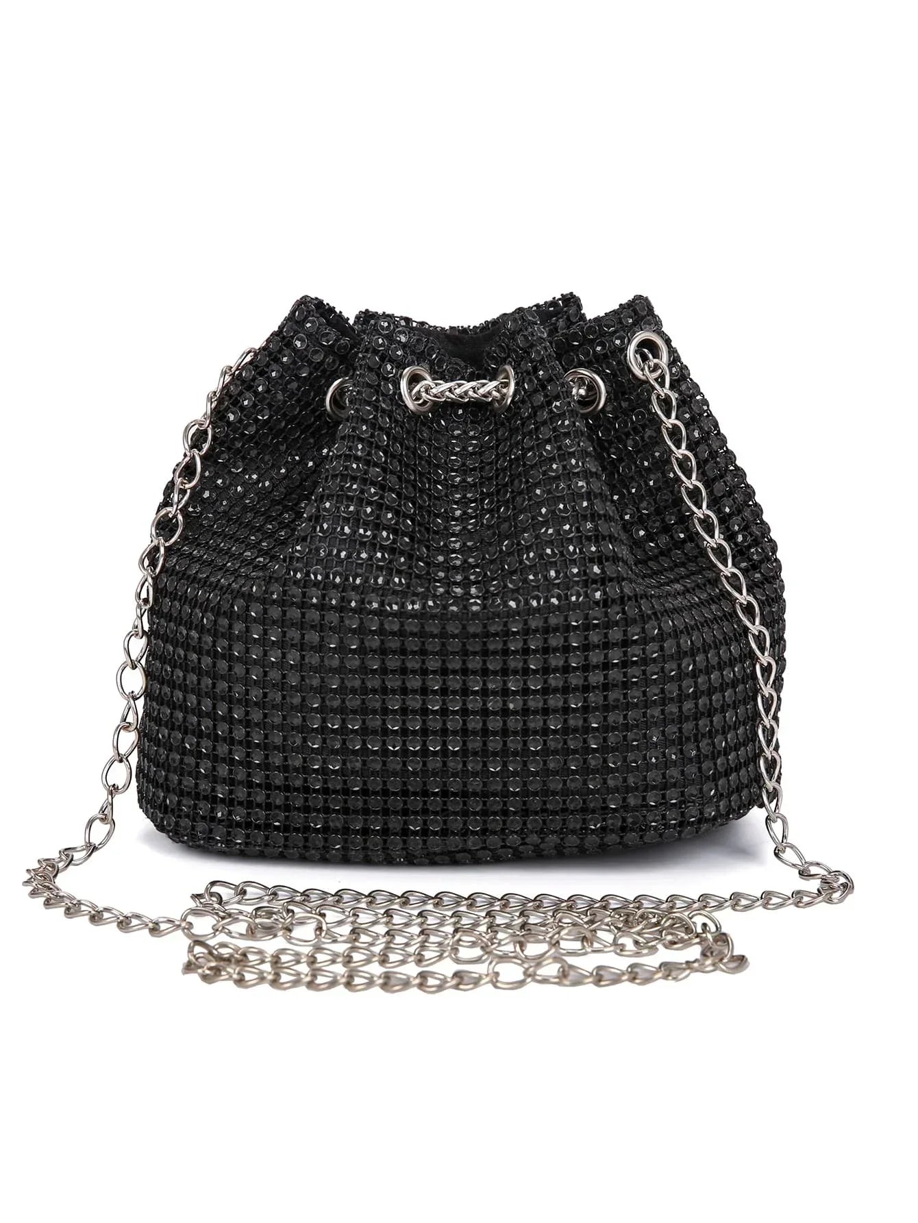 Lightweight,Business Casual Rhinestone Decor Bucket Bag Shein