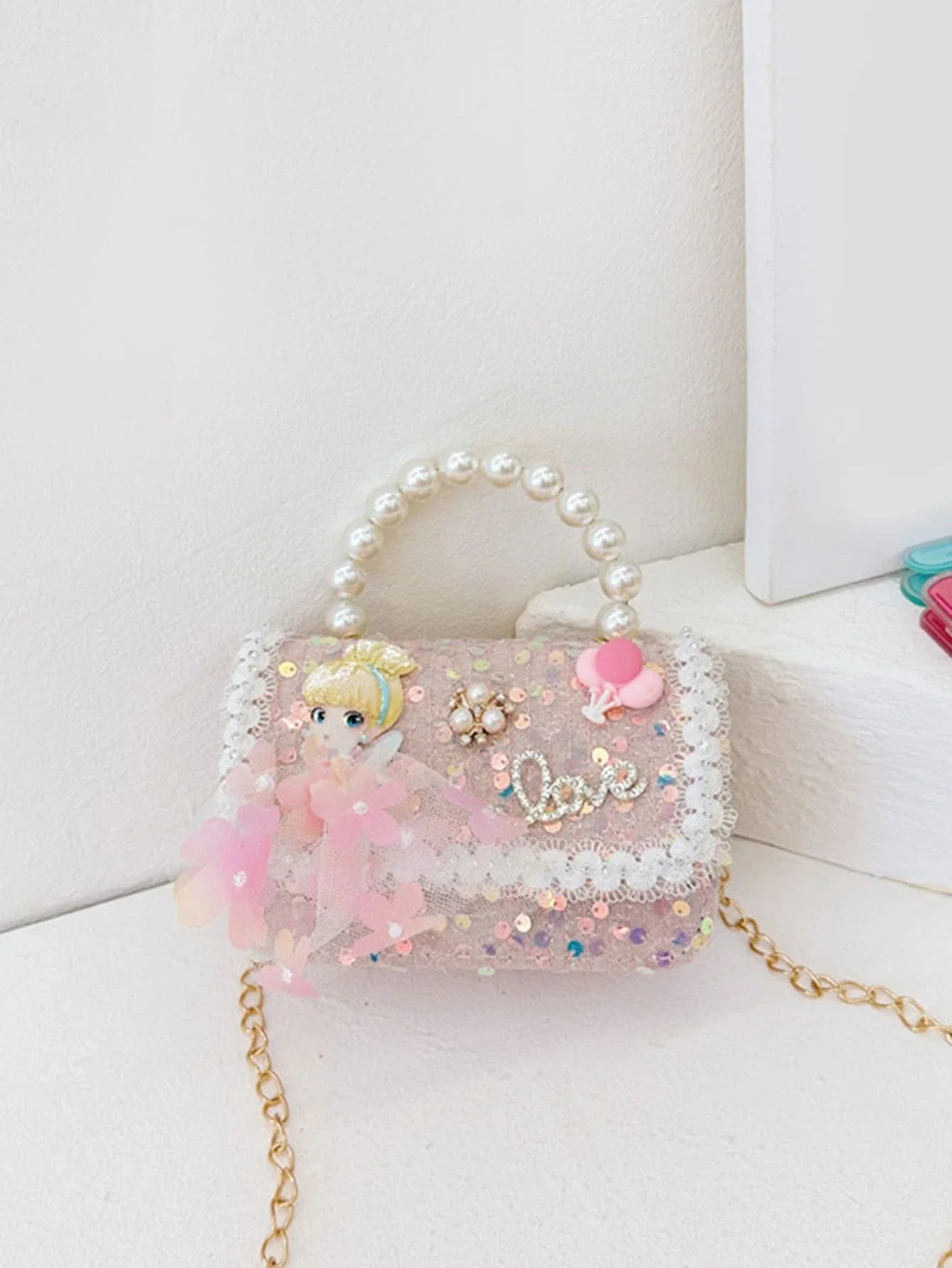Mini Glitter Decorated Fashion Faux Pearl Satchel For Evening Party shein