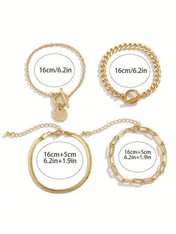 4pcs Multilayer Geometric Adjustable Bracelet shein