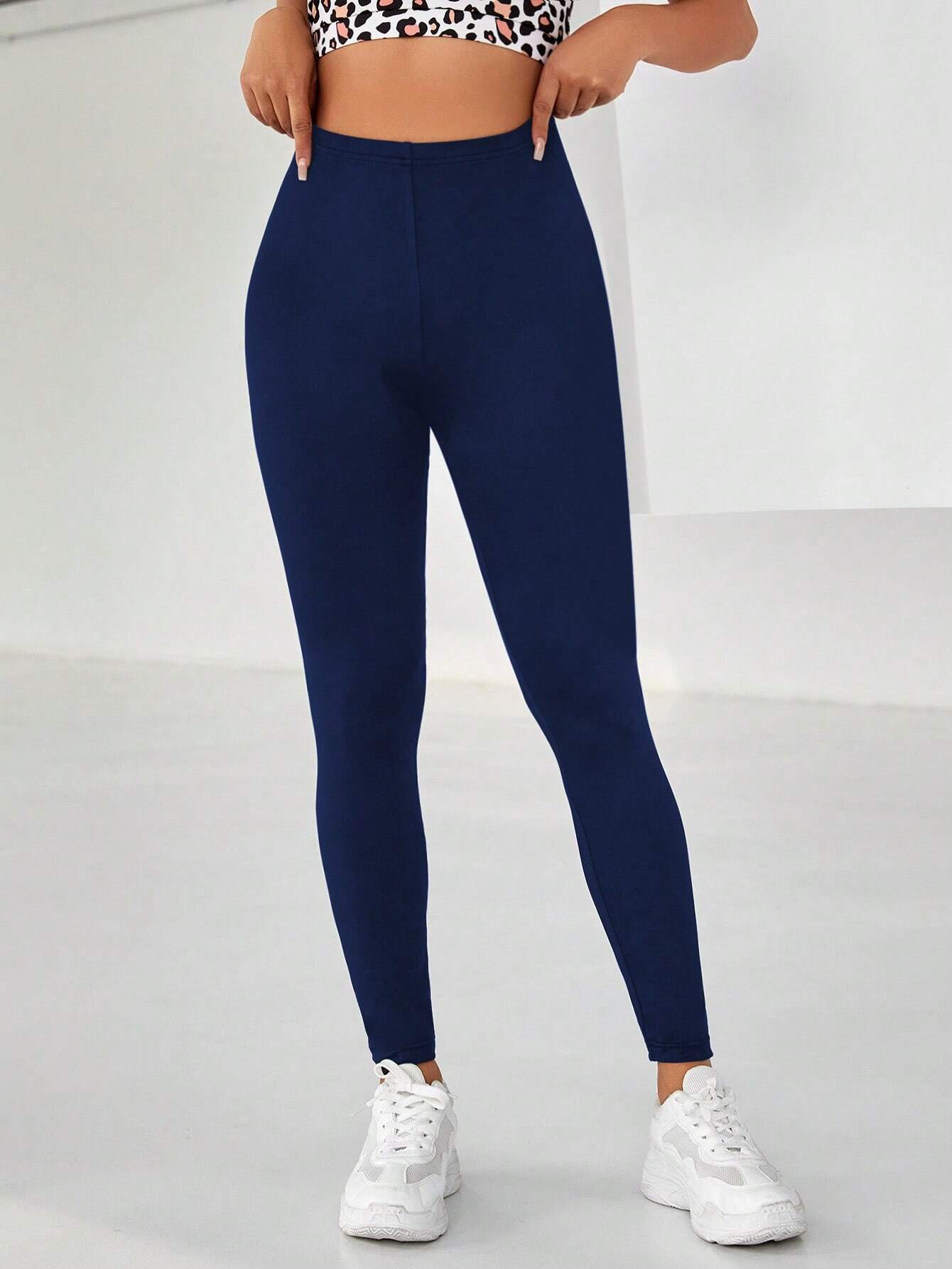 Sport Studio Solid High Waist Sports Leggings shein