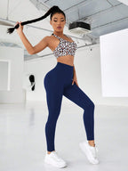 Sport Studio Solid High Waist Sports Leggings shein