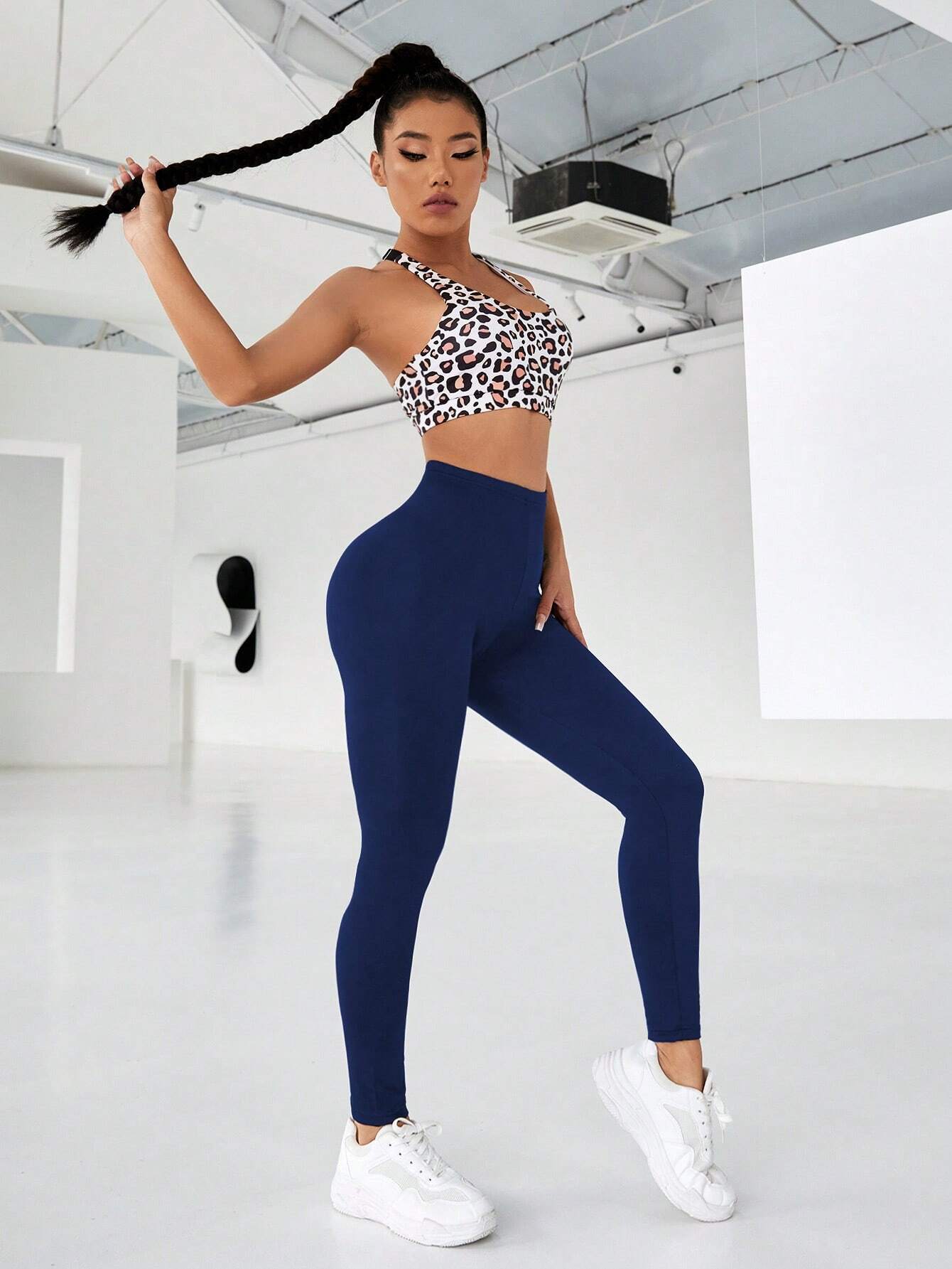 Sport Studio Solid High Waist Sports Leggings shein