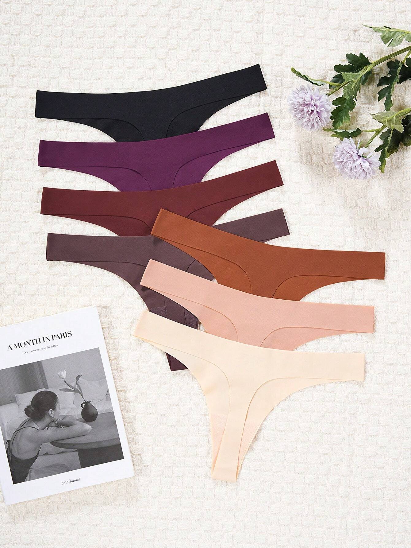 7pack Plain Seamless Panty Set shein