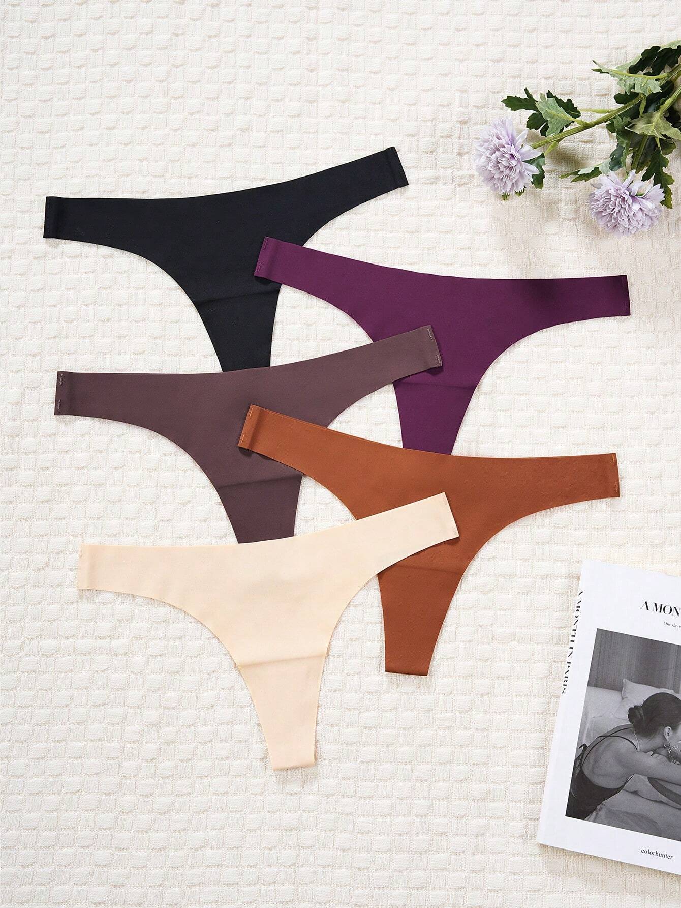 7pack Plain Seamless Panty Set shein