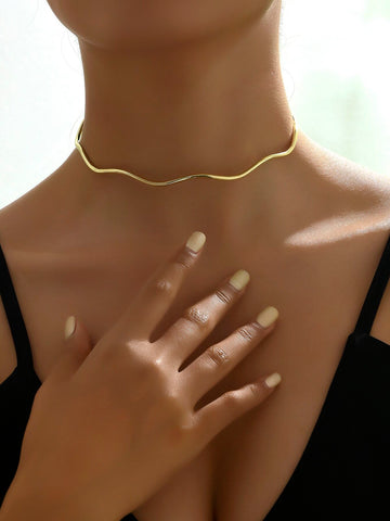 Single European And American Style Ins Minimalist Wave-Shaped Choker shein