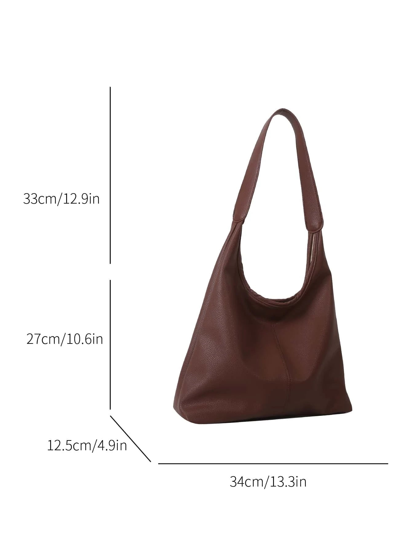 New Fashion All-Match Texture Solid Color PU Shoulder Bag shein