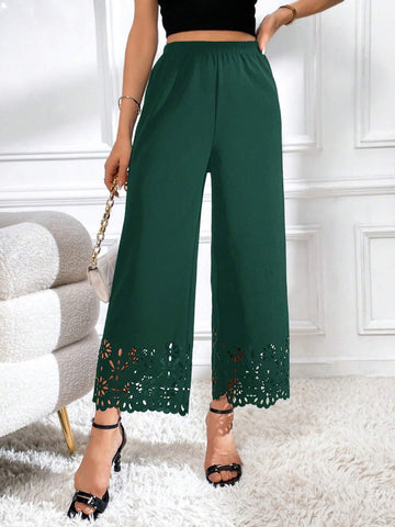 Priv� Laser Cut Out Wide Leg Pants