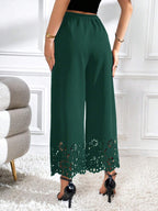 Priv� Laser Cut Out Wide Leg Pants shein