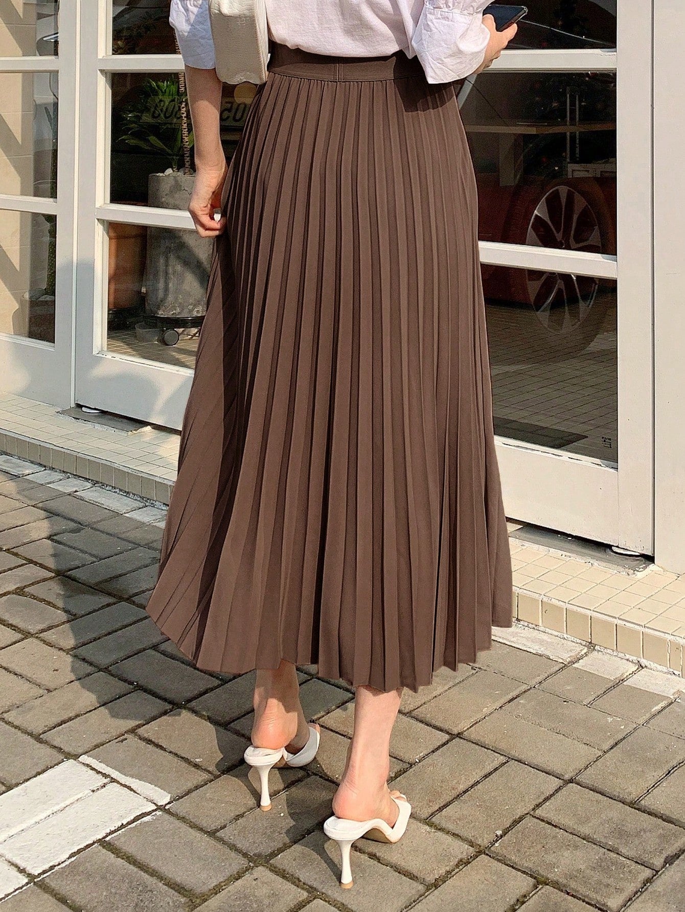 Women's Solid Color Preppy Style Pleated Skirt