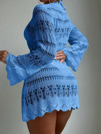 Swim Summer Beach Hollow Out Scallop Trim Cover Up Dress Without Bikini shein