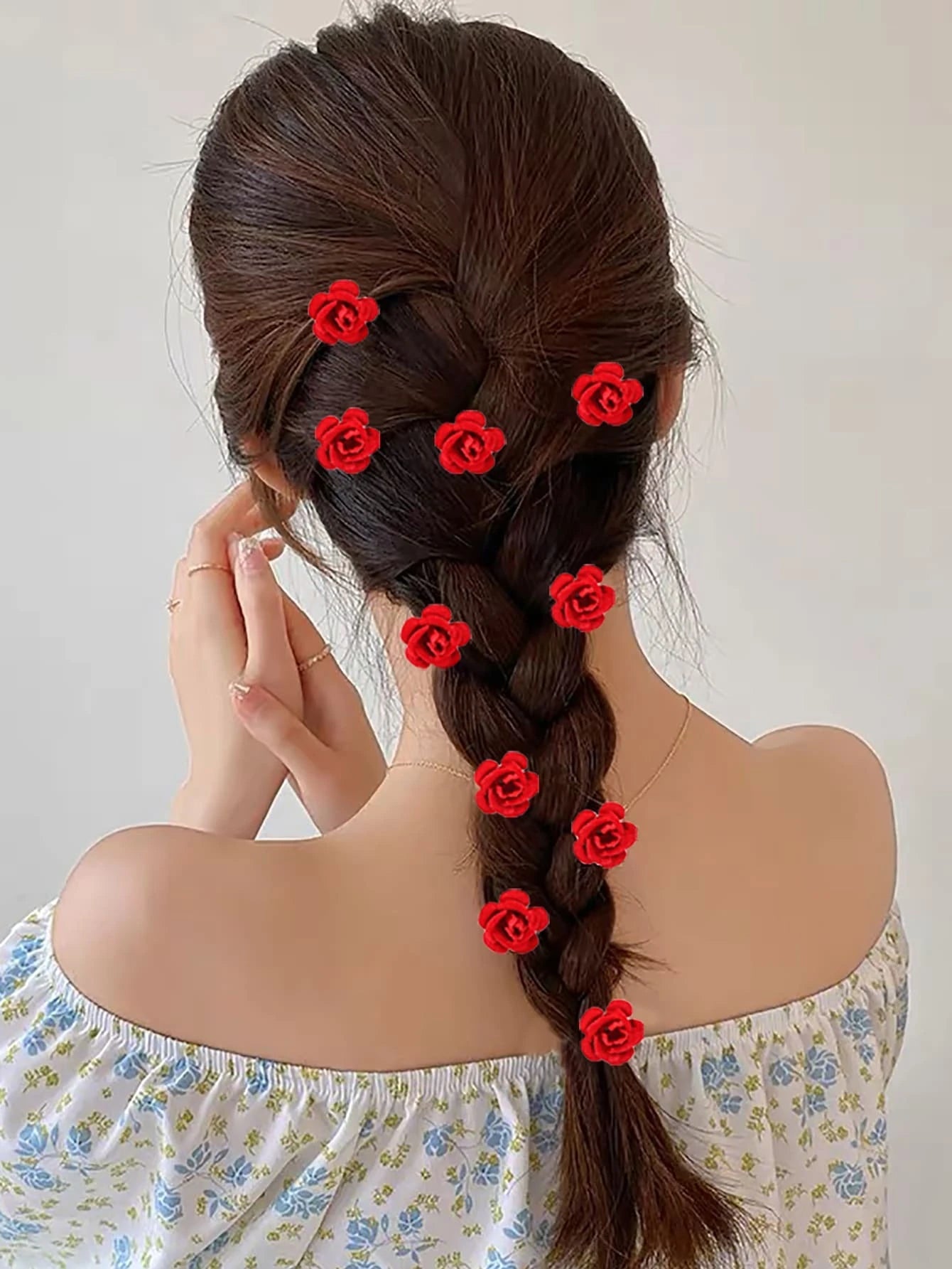 10pcs Flower Decor Hair Ring Elegant shein