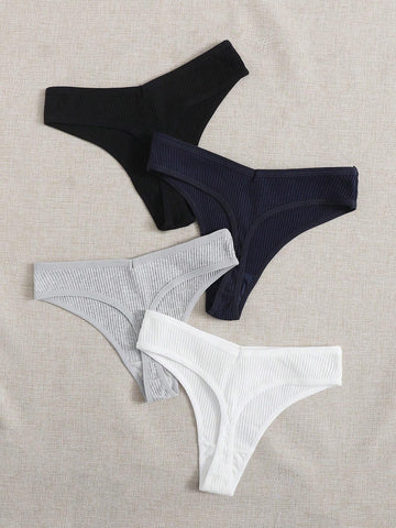 4pack Rib Panty Set shein