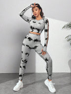 Seamless & Dye Hollow Out Sports Set Outfit Set shein
