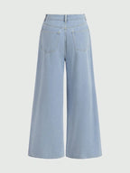 ROMWE Kawaii Lace Up Front Wide Leg Jeans shein