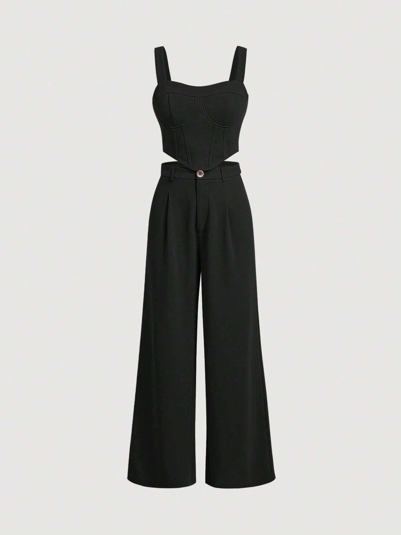 MOD Solid Cami Top & Wide Leg Pants Without Blouse shein