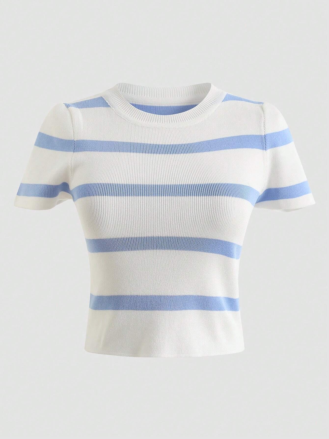 Striped Print Tee shein