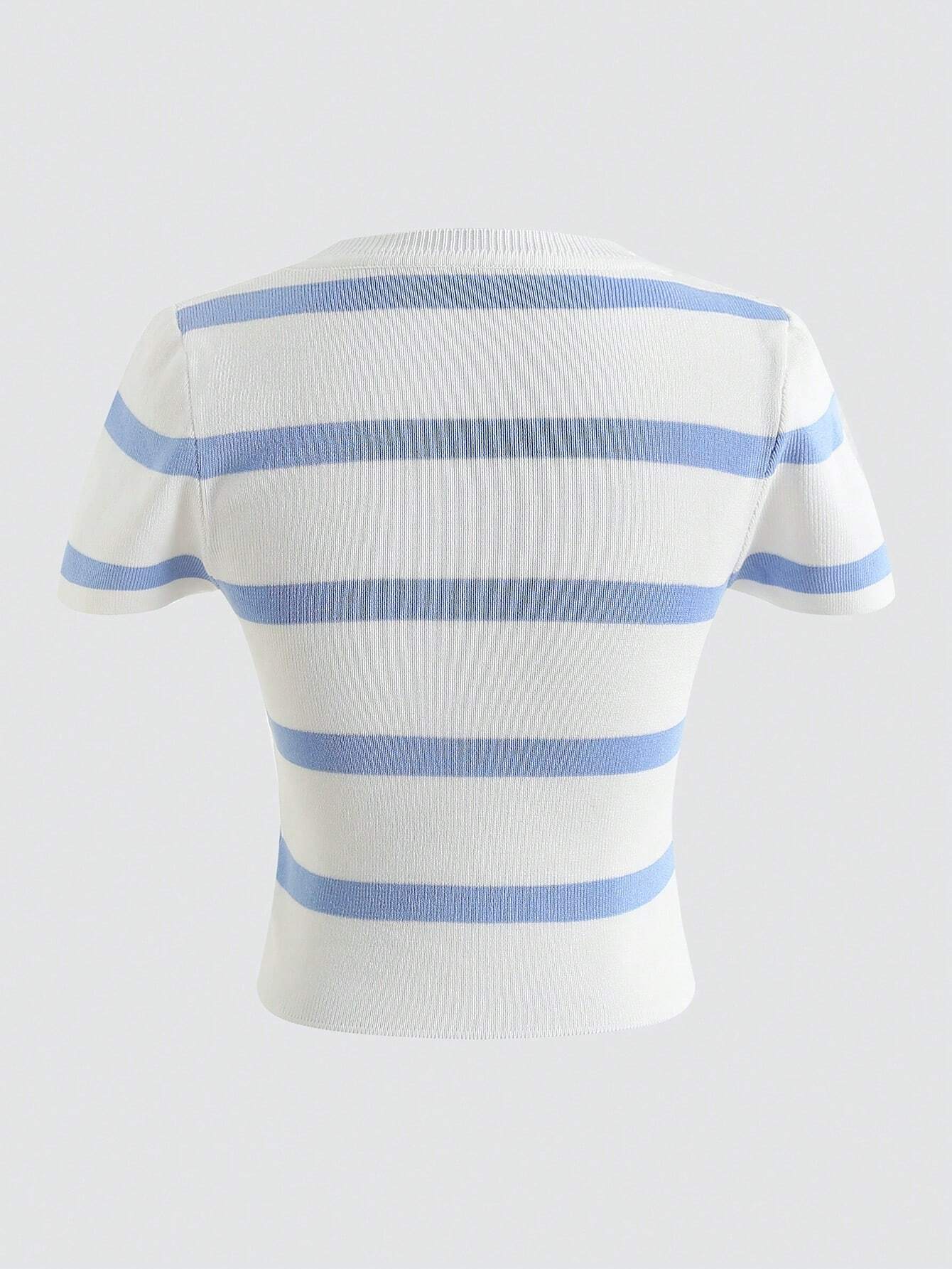 Striped Print Tee shein