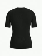 BASICS Mock-Neck Rib-knit Top shein