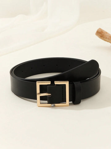 1pc Square Buckle Chinese Style Fashionable Literary Retro Personality Women's Belt shein