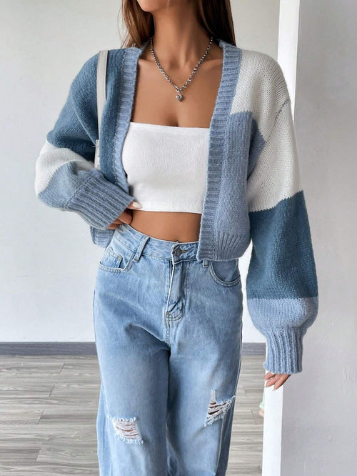 MOOSTA Colorblock Drop Shoulder Duster Cardigan shein
