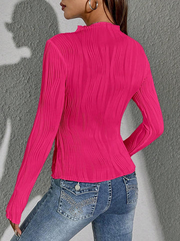 Siren Gaze Women Solid Color Daily Wear Lettuce Trim Tee