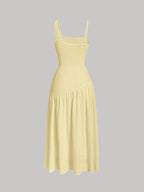 MOD Solid Asymmetrical Neck Ruched Dress shein