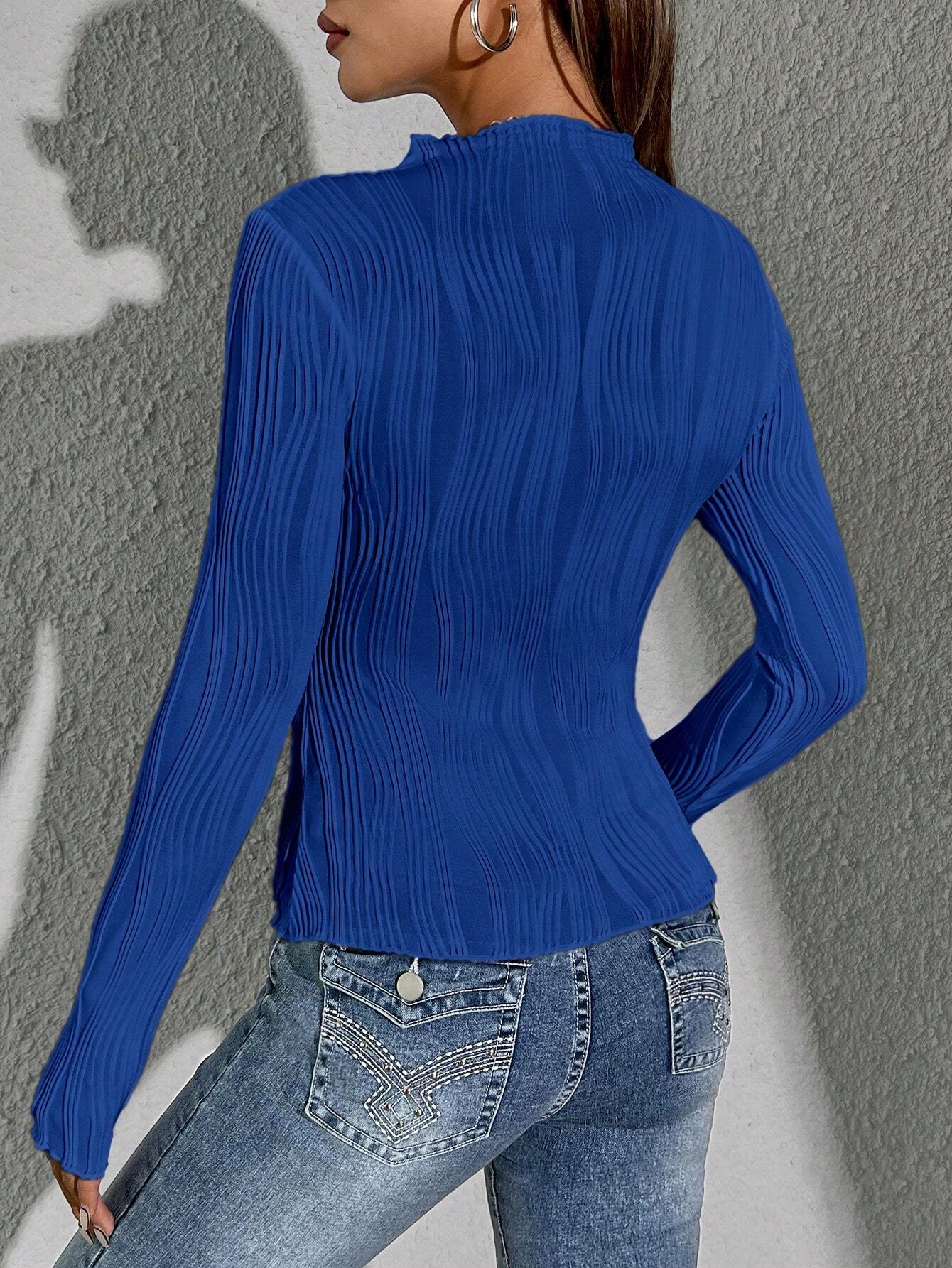 Siren Gaze Women Solid Color Daily Wear Lettuce Trim Tee shein