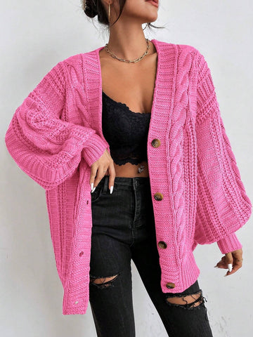 Frenchy Bishop Sleeve Button Up Cardigan