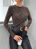 Privé Geo Print Round Neck Tee shein