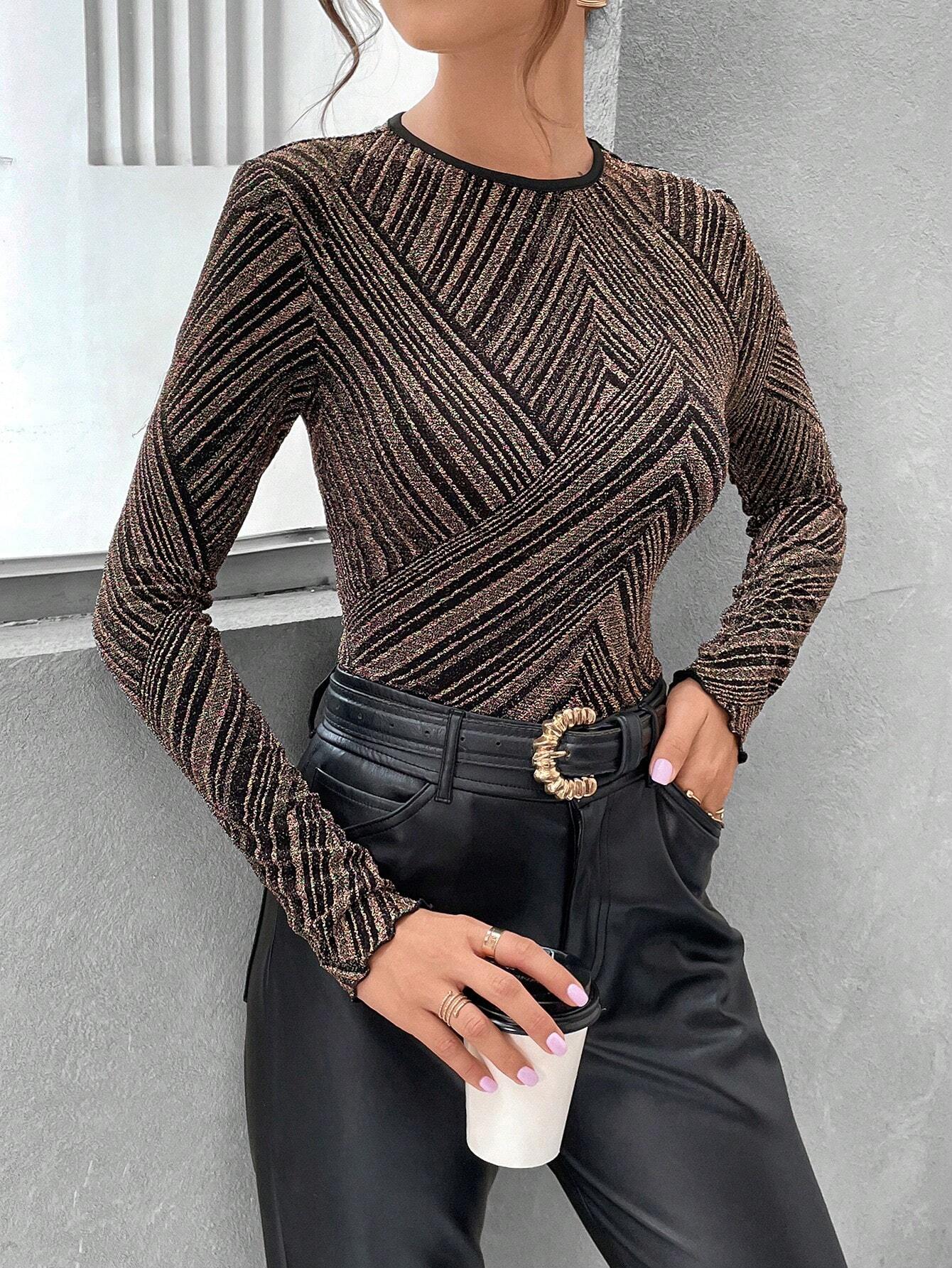 Privé Geo Print Round Neck Tee shein