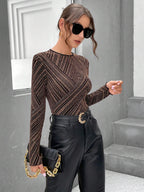 Privé Geo Print Round Neck Tee shein