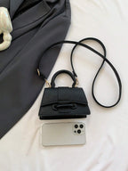 1pc Mini Solid Color Pu Flip Cover Magnetic Closure Top Single Handle Shoulder Strap Adjustable, Fashionable & Versatile Handbag shein