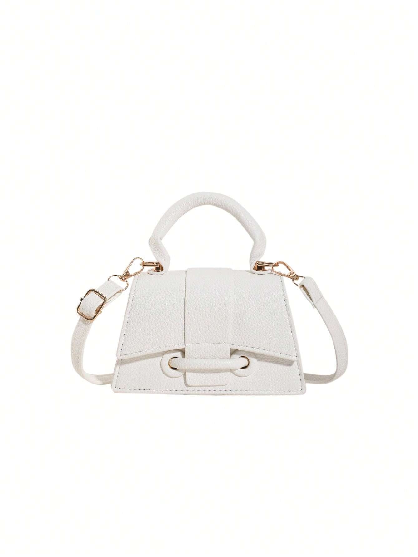 1pc Mini Solid Color Pu Flip Cover Magnetic Closure Top Single Handle Shoulder Strap Adjustable, Fashionable & Versatile Handbag shein