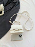 1pc Mini Solid Color Pu Flip Cover Magnetic Closure Top Single Handle Shoulder Strap Adjustable, Fashionable & Versatile Handbag shein