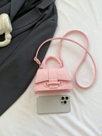 1pc Mini Solid Color Pu Flip Cover Magnetic Closure Top Single Handle Shoulder Strap Adjustable, Fashionable & Versatile Handbag shein
