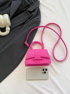 1pc Mini Solid Color Pu Flip Cover Magnetic Closure Top Single Handle Shoulder Strap Adjustable, Fashionable & Versatile Handbag shein