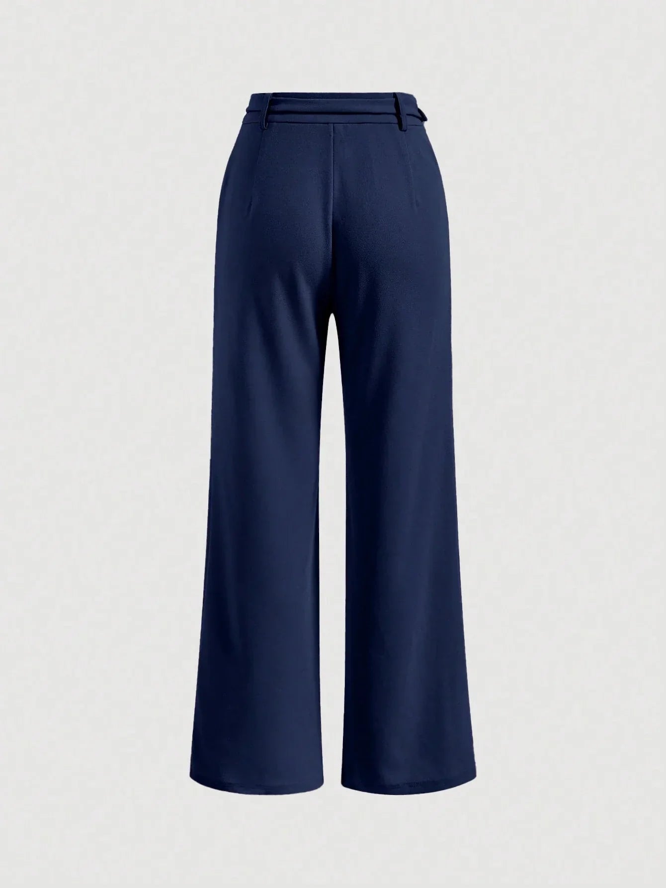 MOD Solid Belted Wide Leg Suit Pants shein