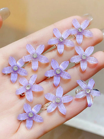 10pcs Flower Decor Hair Ring Elegant shein