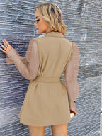 Raffinéa Contrast Mesh Sleeve Blazer Dress shein