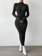 Raffinéa Mock Neck Ribbed Knit Sweater Dress shein