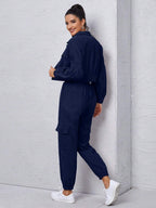 Mulvari Corduroy Flap Detail Jacket With Tie Front Cargo Pants shein